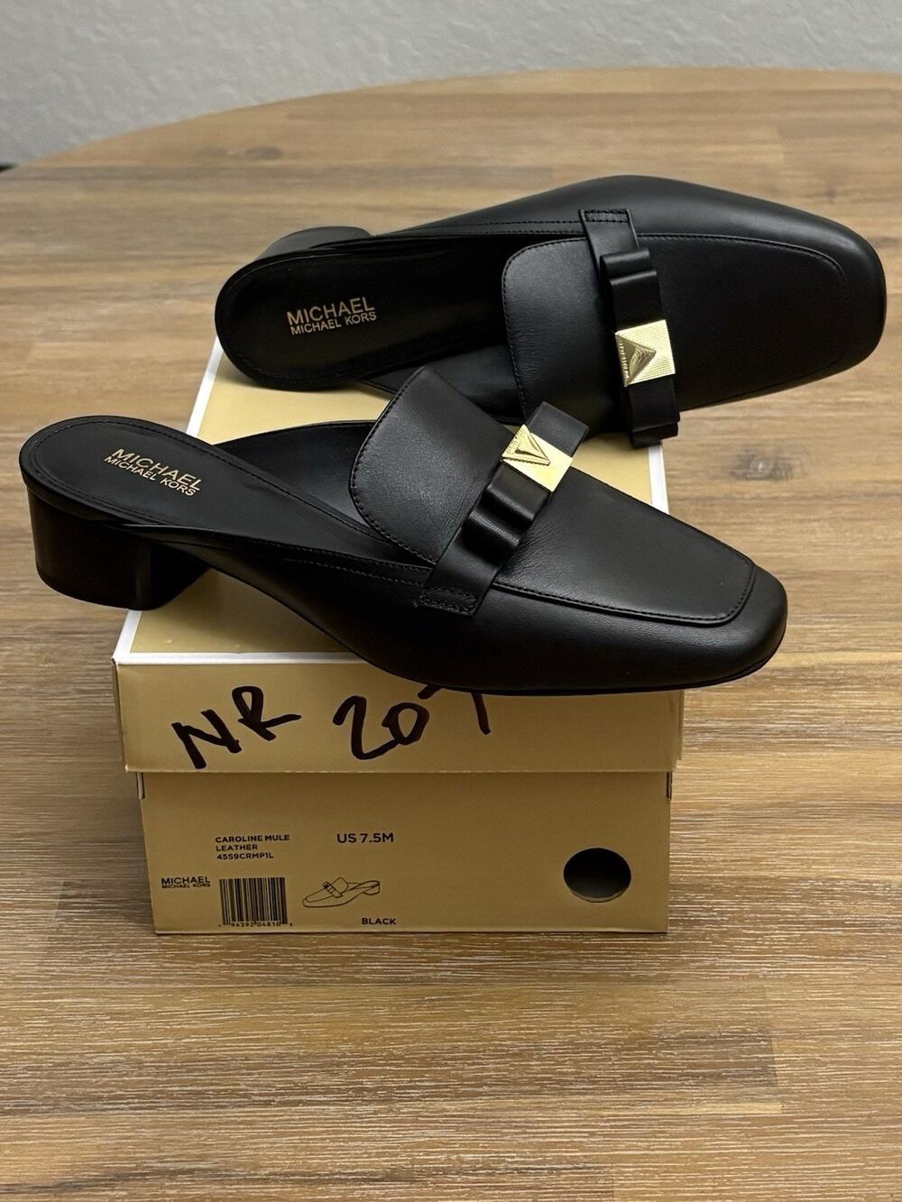 Michael Kors Caroline Mule Leather 4559CRMPIL Women’s Black US Size 7.5 M New
